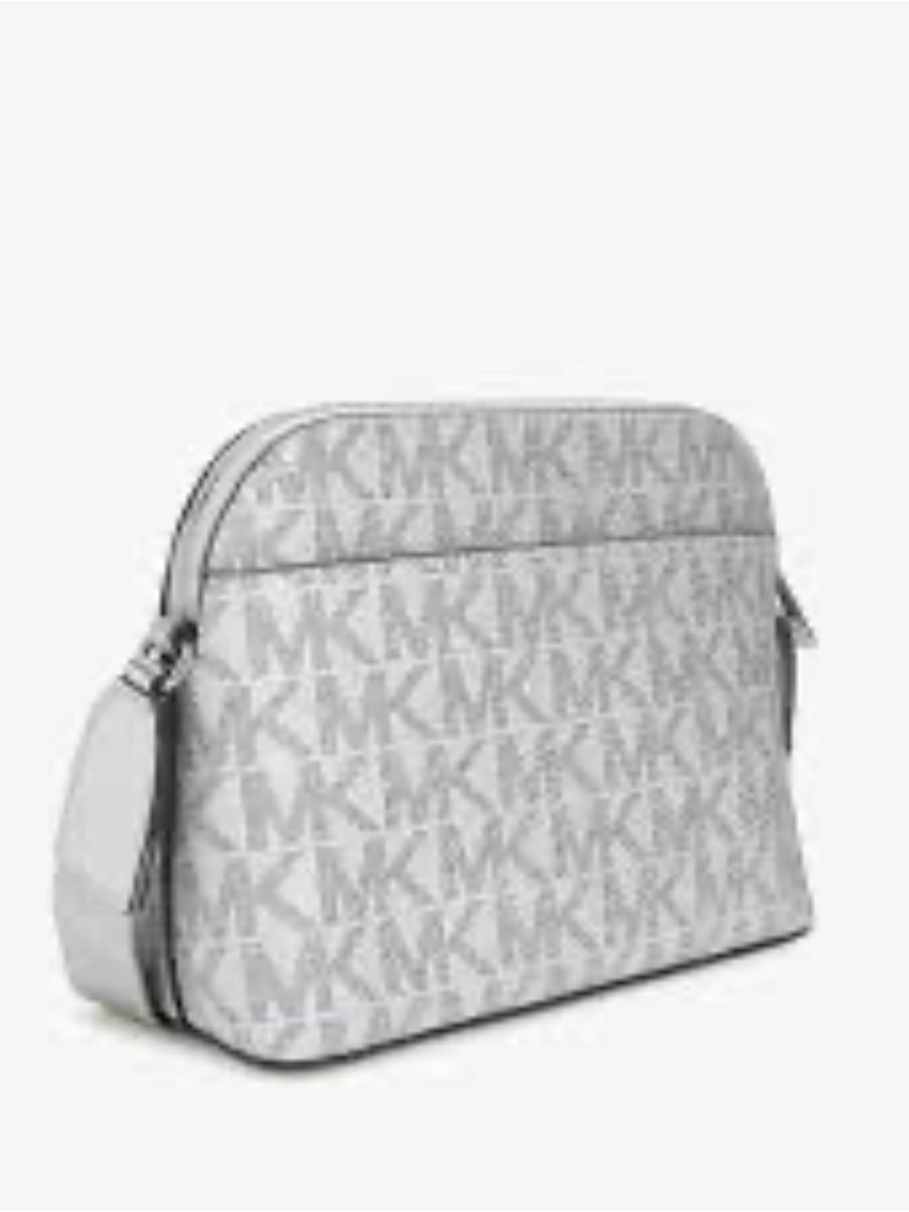 Michael Kors White MK Logo Crossbody Bag with Silver Hardware